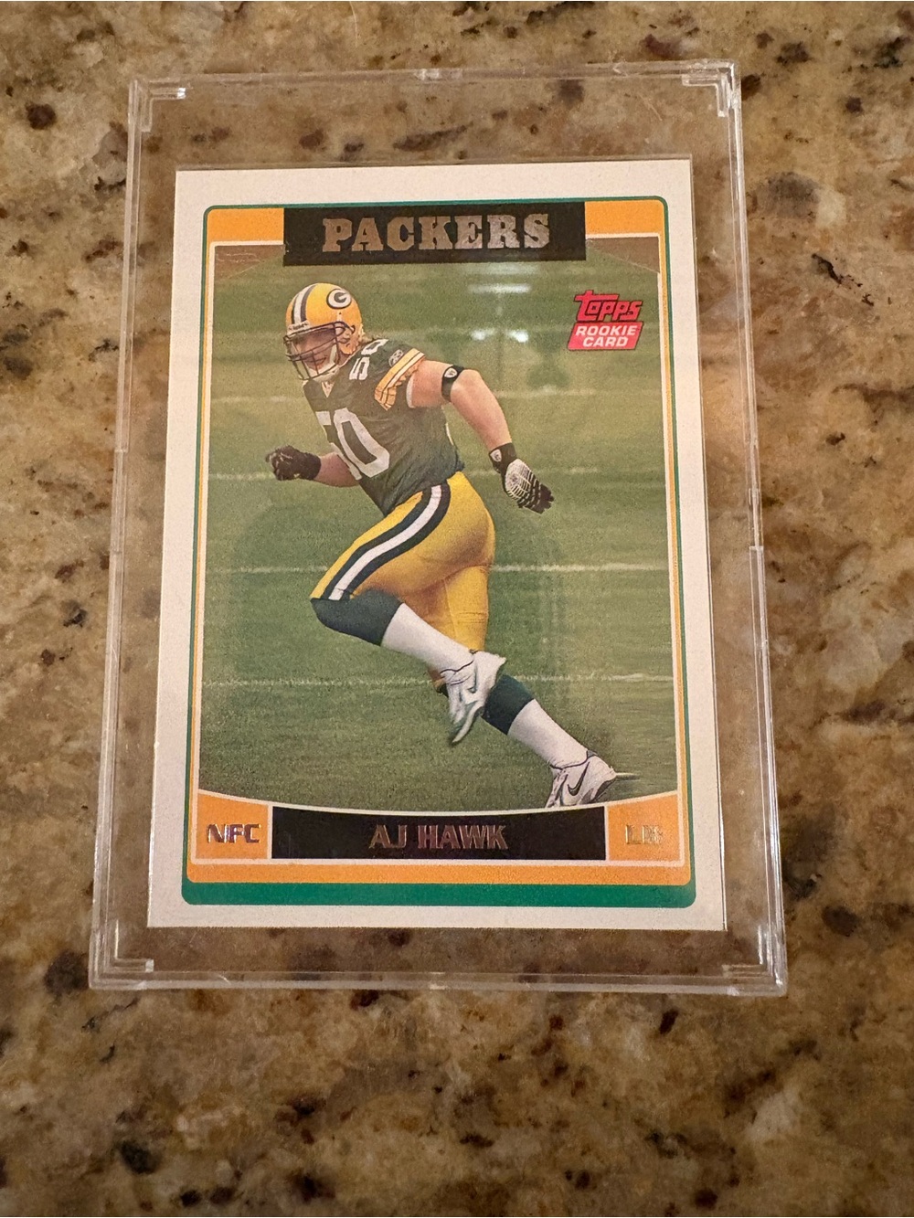 Topps Green & Gold Packers Football Card- Rookie AJ Hawk from 2006